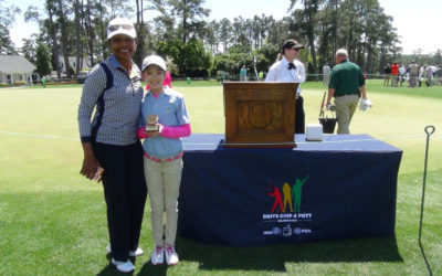 Victoria Matthews with Dr. Condoleezza Rice after Winning Longest Drive at 192 Yards